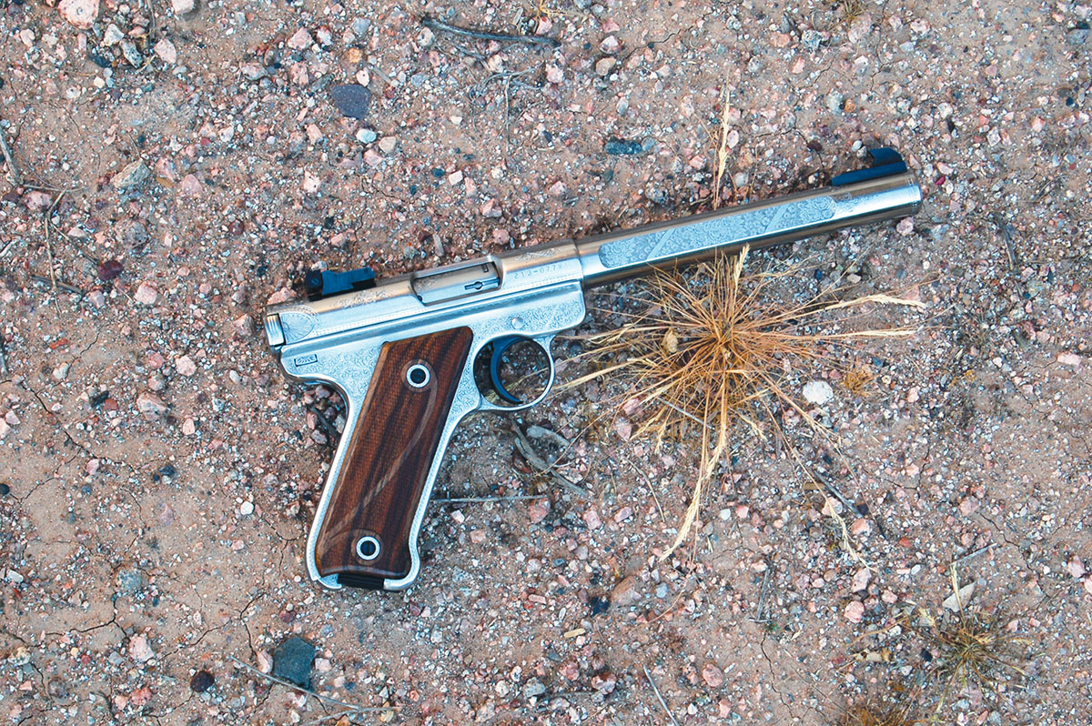 Gil’s early Mark II 71⁄2-inch perfect plinker balanced by shortening the barrel 3⁄4 inch at a time.